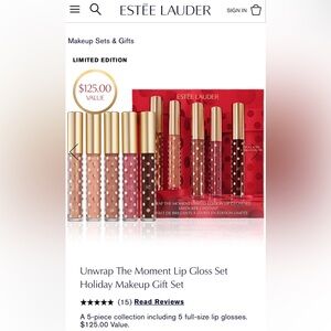Estee Lauder Lip Gloss Set - Red, Pink, Brown Shades 5 tubes NO BOX